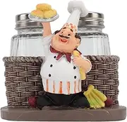 LeoLeoii Salt and Pepper Shaker Sets, Sitting Chef Decorative Statue Spice Spice Jars with Holder Figurine Family,Kitchen,Restaurant Cafe Bakery
