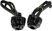 HDBUBALUS 1" 25mm Handlebar Switch Control with Wiring Harness Fit for Harley Sportster Dyna Softail Touring Black 1 Pair