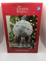 Make The Season Bright Snowmen Snowball Ceramic Pedestal Lidded Cookie Treat Jar