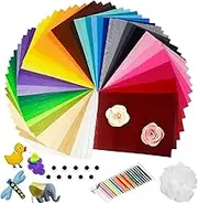 40 Colors Felt Fabric Sheets, 12" x 8"Craft Felt for DIY Sewing, Non-Woven Felt Squares Felt Fabric Sheets with Padding Cotton Moving Eyes Thread Board for DIY Sewing Patchwork School Project