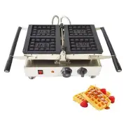 4pc Commercial Waffle Maker Machine 110V Swing Type Belgian Waffle Iron Nonstick