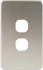 QCE Slimline 2 Gang Switch Brushed Silver Metal Cover