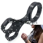Newest Black Crystal Collar Handcuffs Bound Games Lock Restrictive Shelf Pillory