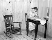 A Missouri Farm Girl Doing Homework - 1938 - Vintage Photo Print