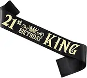 21st Birthday King Sash for Men King Birthday Sash Gold Foil Letter Black Sash Funny Birthday Sash 21st Birthday Gifts Sash for Him Boy Men 21st Birthday Party Decorations Supplies