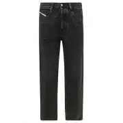 Diesel D-Macs Logo Patch Straight Leg Black Denim Jeans
