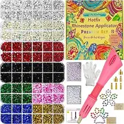 Worthofbest Hotfix Applicator with 10000 Pcs Hot Fix Gems and Pearls, Bedazzler Kit with Rhinestones for Clothing, Fabric, Clothes - Washable | Gift Box