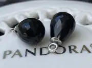 Authentic Pandora Black Murano Fascinating Beauty Drop Earrings #290676CBK