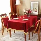Luxury Autumn Winter Red Wedding Celebration Tablecloth with Gold Tassels Round