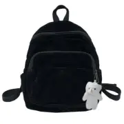 Mini Backpack for Women Girls Small Backpack Purse Cute Corduroy Bookbag Black