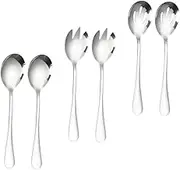 iplusmile 1Set Stainless Steel Salad Serving Forks Spoons Slotted Spoons for Buffets Parties Daily Use Classic Design Dishwasher Safe for All Occasions