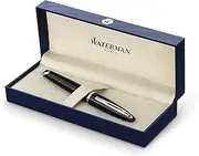[WATERMAN] Carène Black Sea Fountain Pen, High-Gloss Black with Palladium Plated Trim, Medium Nib with Blue Ink Cartridge, Gift Box