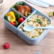 with Spoon Antibacterial Lunch Box 3 Compartments Picnic Storage Box Kids