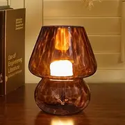 ULAROOM USB Plug-in Free Mushroom Lamp Small Bedside Table Lamp with 3 Temperature LED Bulb,Free Dimming Nights Light for Bedroom/Living Room/Entryway/Corner Decor New Home Gift (Golden Amber)