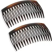 Parcelona French 2 Pieces Glossy Celluloid Shell Good Grip Updo 16 Teeth Hair Side Combs -2.75 Inches (2 Pcs)