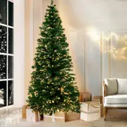 Slimline Christmas Tree 1.8M 6FT LED Xmas Fibre Optic Multi Warm White