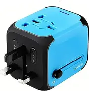 Travel Adapter SAG Dual USB All-in-one Worldwide Travel Chargers Adapters for US EU UK AU About 150 Countries Wall Universal Power Plug Adapter Charger with Dual USB and Safety Fuse (Blue)