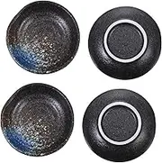 LALADEFIEE 4pcs Ceramic Kitchen Snack Bowls Round Sauce Dipping Plates Seasoning Dishes