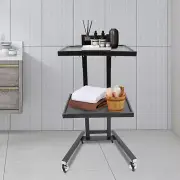 2 Tier Salon Tray Trolley Cart Foldable Mobile Rolling Cart Storage Tray Tattoo