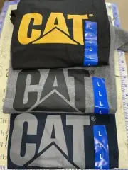 3X Cat CATERPILLAR Premium Cotton Crew Men T-shirt BLK-NVY-GRY Sz L Large USA