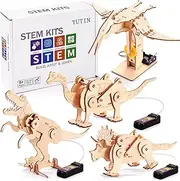 Dinosaur STEM Kits for Kids Ages 6-8-10-12, 4 in 1 Stem Projects, Wood Building Toys for Boys Age 8-12, Build It Yourself Woodworking Kit, DIY 3D Wooden Puzzles Model Robot Kit, Craft Kits for Girls