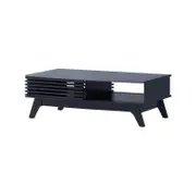 Camille Rectangular Open Shelf Coffee Table 2-Doors Black