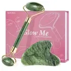 Gua Sha and Jade Roller Facial Tools for Face, Upgraded Face Roller for Wrink...