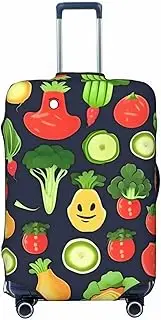 [CADREWY] Cartoon Vegetable Fruit Print Travel Suitcase Cover Luggage Protector with Elastic Anti Scratch for Carry On, Black, Medium