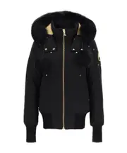 Zippered hooded down jacket S Black