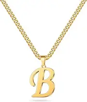 [LUXEJEW] Gold Cuban Chain Initial Necklaces for Men Letter Pendant Initial Necklace for Men Boys Women Chunky Initial Necklaces for Mens Jewelry Mens Gifts
