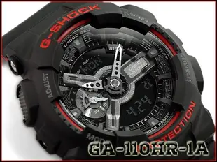 有型男~CASIO G-SHOCK GA-110HR-1A 抗磁雙顯 紅黑霸魂 Baby-G BA-110 黑金 迷彩