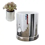 Disco Ball Planter Pot Mirror Disco Cylindrical Vase Modern Ceramic Planter Pot
