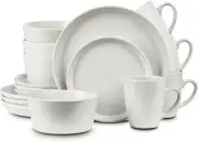 Albie Stoneware 16-Piece Modern Dinnerware Set, Kitchen Plates and Bowls Sets, D