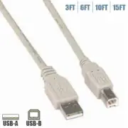 3-15FT USB-A Male to Type B Male Cable Cord PC Computer Printer Scanner Ivory