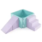 Babyjoy 3-in-1 Kids Climbing Foam Blocks Suede Fabric Soft Play Set w/Ball Pit Indoor Play Gym