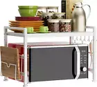 Expandable Microwave Oven Rack, 2 Tier Kitchen Countertop Shelf, Large Stand ...