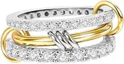 [Verfimaci] Dainty Gold Stackable Rings for Women,Chunky Stackable Cubic Zirconia Rings Set Non Tarnish,18K White Gold Plated Multi-Link Rings Women Jewelry