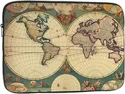 World Map Retro Laptop Sleeve 15 inch Shockproof Protective Computer Carrying Cover Water Resistant Computer Bag Laptop Case Briefcase Handbags Portable Laptop Bag Gifts for Men Women