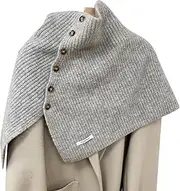 [generic] Women Pullover Scarf Solid Color Turtleneck Shawl Sweater for Winter Casual Wear Cold Weather Knitting Blouse