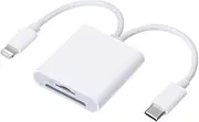 Dual Slot SD Card Reader for iPhone/iPad and USB-C Devices, High-Speed Data Transfer Camera Card Viewer, Type C OTG Adapter for MicroSD/SD Cards, Compatible with iPhone/iPad/Android/Camera