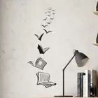 Self-adhesive Open Book Fly Birds Wall Sticker Book Knowledge Wall Decal Study