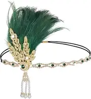 1920s Feather Headband Roaring 20s Gatsby Flapper Headpiece Decor Sequins Hair Accessories for Women