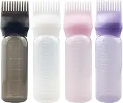 ZGQHZR 4 PCS Root Comb Applicator Bottle,Hair Oiling Applicator,Hair Oil Applicator Bottle for Hair Dye Shampoos Hair Salons.6oz (black+white+pink+purple)