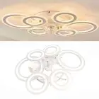 White Crystal Six-ring Ceiling Light Nordic Led Fan Light