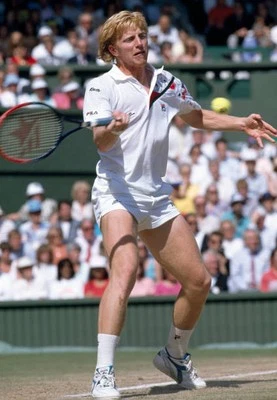 Boris Becker of West Germany at Wimbledon during the men's singles- Old Photo 2
