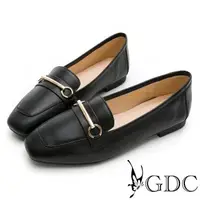 在飛比找momo購物網優惠-【GDC】經典英倫風真皮素色平底包鞋-黑色(124899-0
