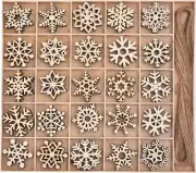200 PCS Snowflake Ornaments for Christmas Decoration, Wooden Cutouts Ornament...