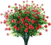 Outdoor Artificial Flowers 6 Bundles Red No Fade UV Resistant Plastic Plants