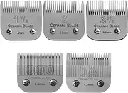 5 Packs Professional Detachable Replacement Ceramic Blades Set,Cut Length 1/50-Inch to 3/8-Inch(0.5MM-9.5MM),compatible with Andis/oster Classic 76/Star-Teq/Power-Teq/A5 Clipper