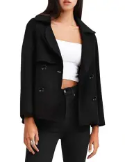 [Belle & Bloom] I'm Yours Black Wool Blend Peacoat in Black